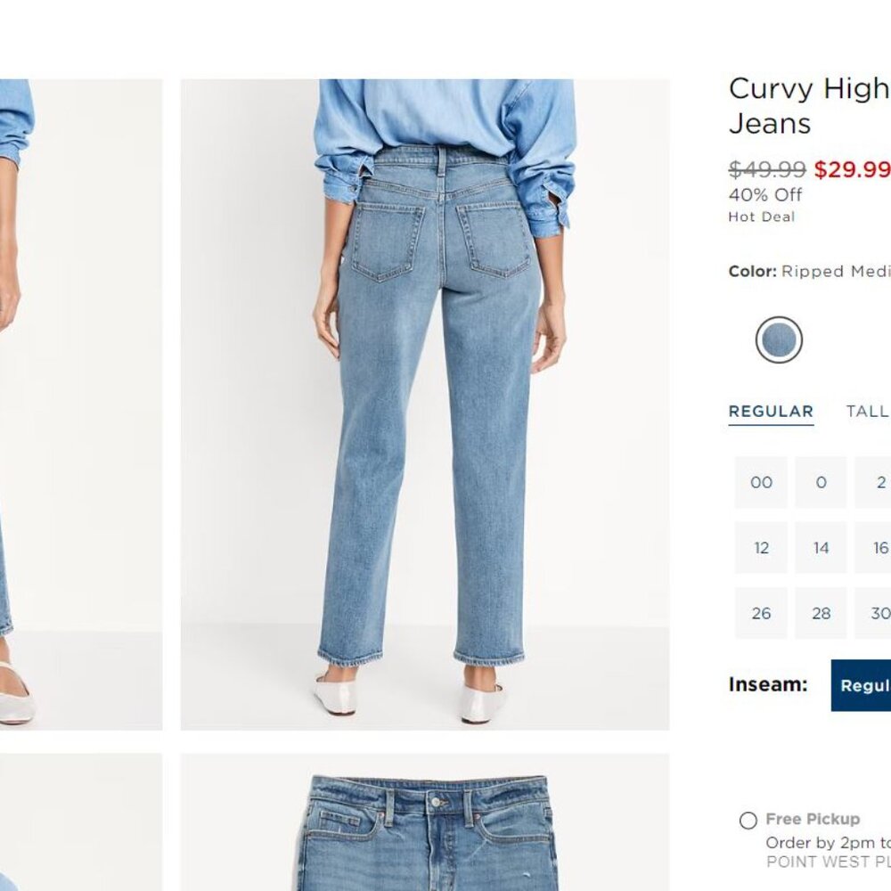 Old Navy High Rise Curvy OG Loose Secret Smooth Pockets 4